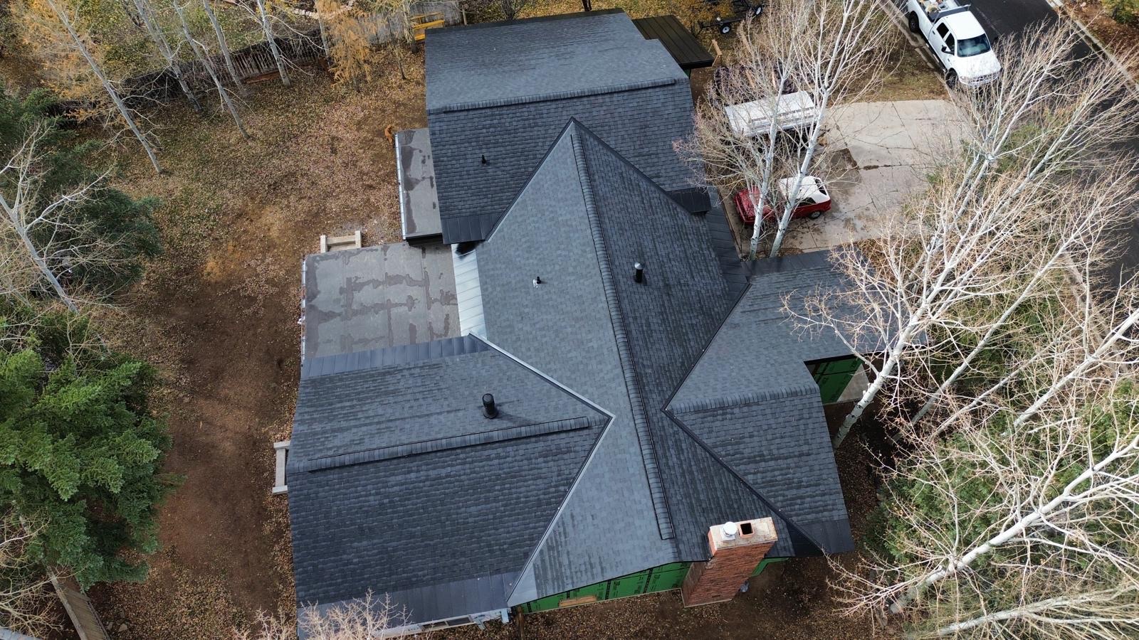 Finished architectural asphalt shingle roof replacement on a Utah home